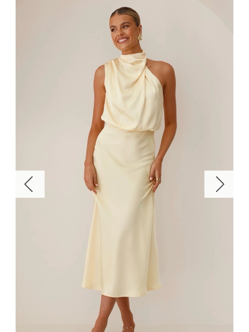 Sleeveless Draped Midi Dress in yellow